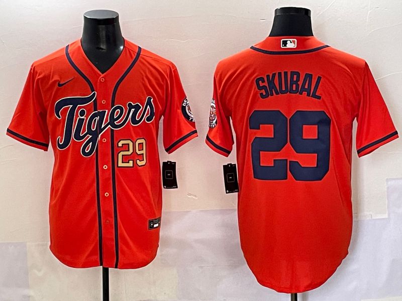 Men 2025 Detroit Tigers 29 Skubal Orange Game Nike MLB Jersey style 4